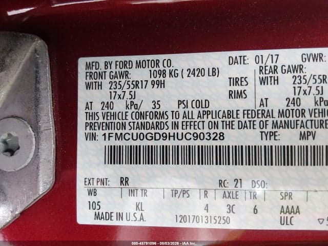 2017 FORD ESCAPE SE 9
