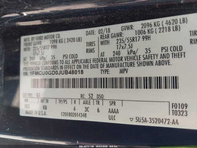 2018 FORD ESCAPE SE 9