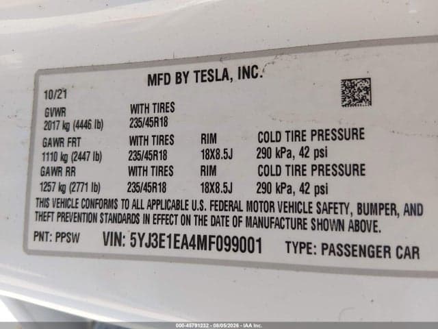 2021 TESLA MODEL 3 STANDARD RANGE PLUS REAR-WHEEL DRIVE 9
