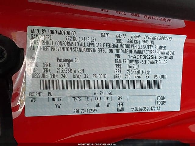 2017 FORD FOCUS SE 9
