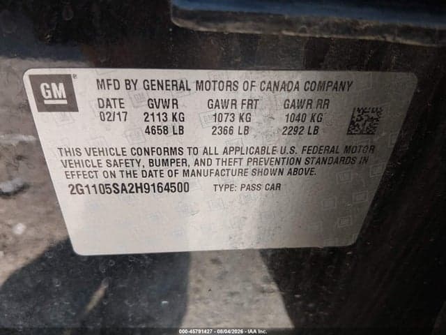 2017 CHEVROLET IMPALA 1LT 9