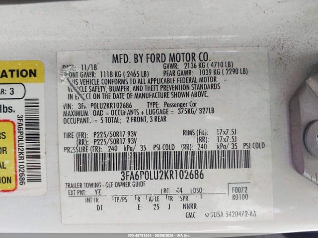 2019 FORD FUSION HYBRID SE 9