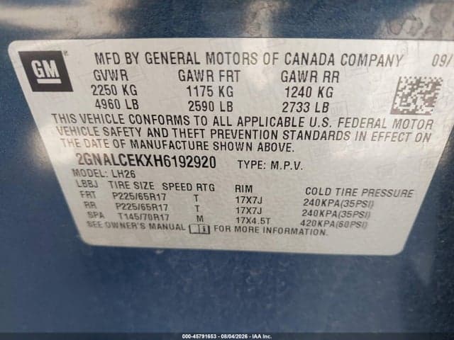 2017 CHEVROLET EQUINOX LT 9