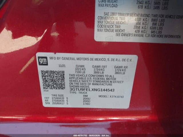 2022 GMC SIERRA 1500 LIMITED 4WD STANDARD BOX DENALI 9