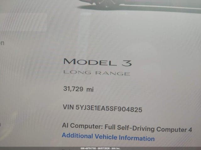 2025 TESLA MODEL 3 LONG RANGE REAR-WHEEL DRIVE/STANDARD REAR-WHEEL DRIVE 15