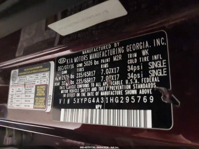 2017 KIA SORENTO 2.4L LX 9