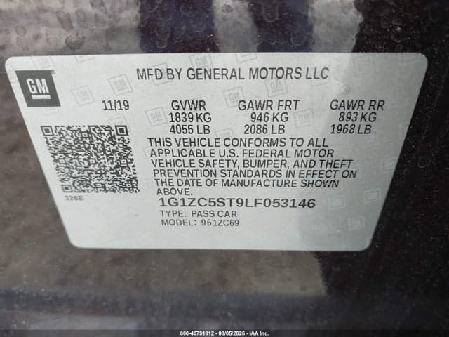 2020 CHEVROLET MALIBU FWD 1FL 9