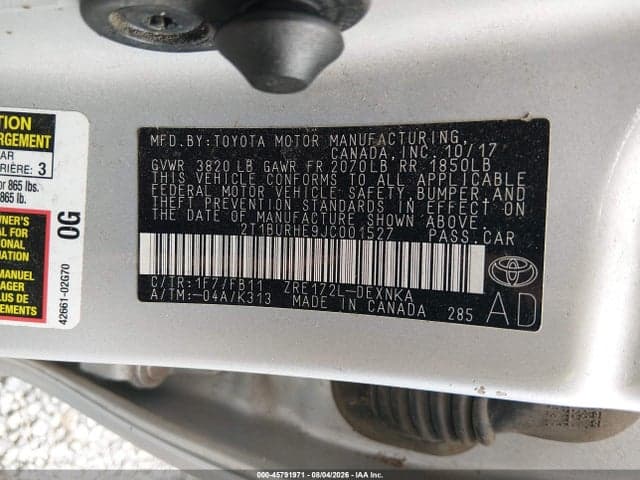 2018 TOYOTA COROLLA LE 9