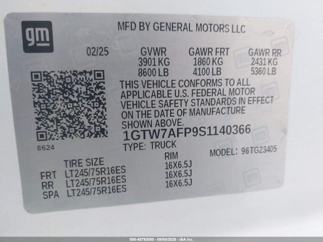 2025 GMC SAVANA CARGO RWD 2500 REGULAR WHEELBASE WORK VAN 9