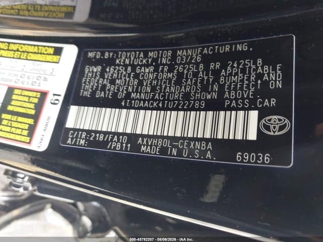 2026 TOYOTA CAMRY LE 9
