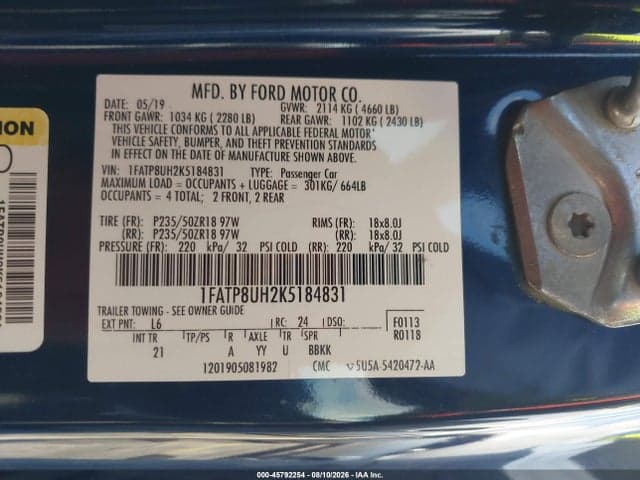 2019 FORD MUSTANG ECOBOOST 9