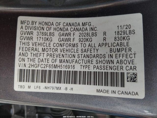 2021 HONDA CIVIC LX 9