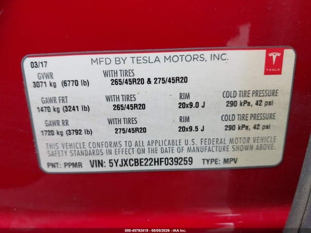 2017 TESLA MODEL X 9