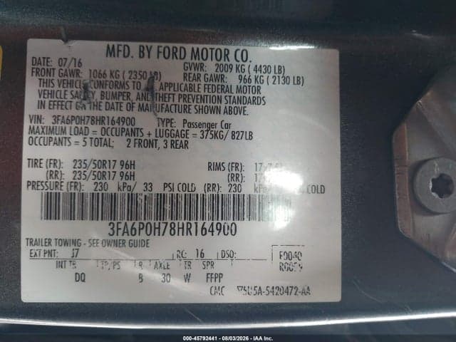 2017 FORD FUSION SE 9
