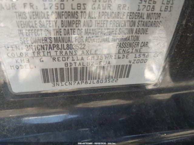 2018 NISSAN VERSA 1.6 SV 9