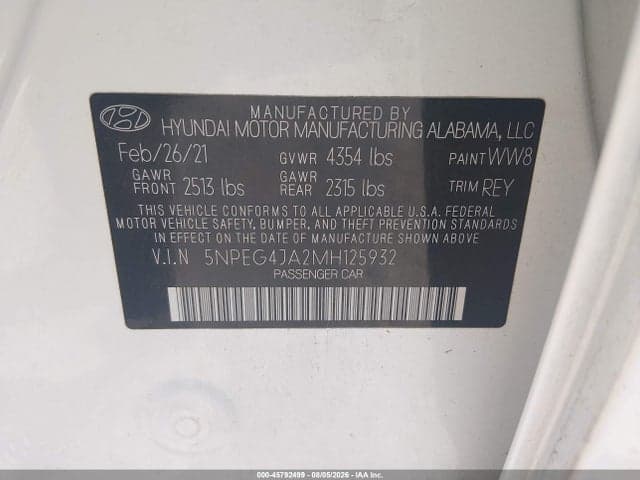 2021 HYUNDAI SONATA SE 9