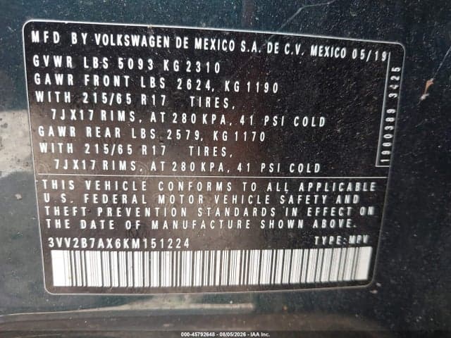 2019 VOLKSWAGEN TIGUAN 2.0T SE/2.0T SEL/2.0T SEL R-LINE/2.0T SEL R-LINE BLACK 9