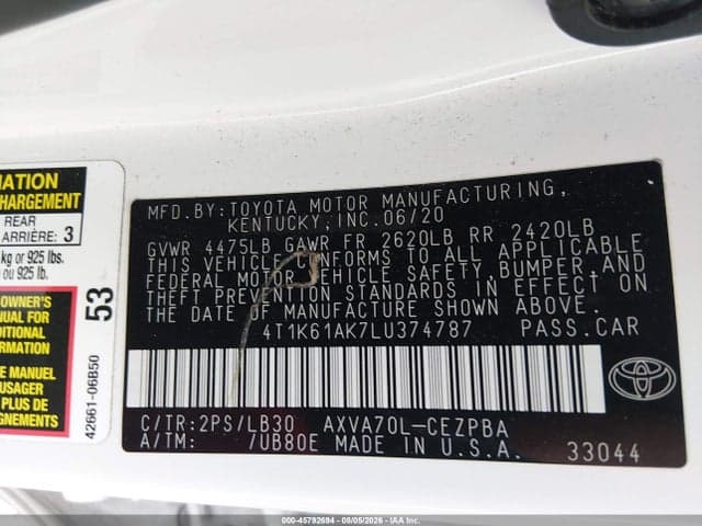 2020 TOYOTA CAMRY XSE 9