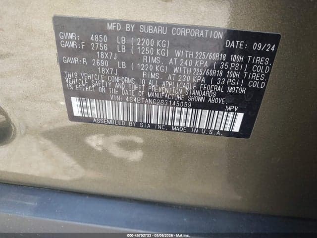 2025 SUBARU OUTBACK LIMITED 9