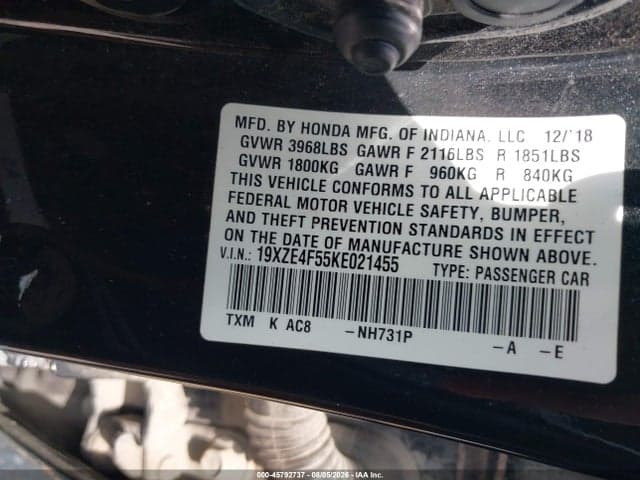 2019 HONDA INSIGHT EX 9