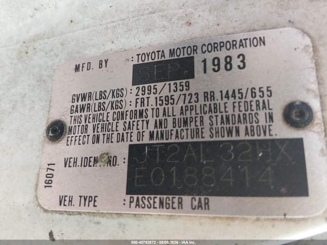 1984 TOYOTA TERCEL DELUXE 9