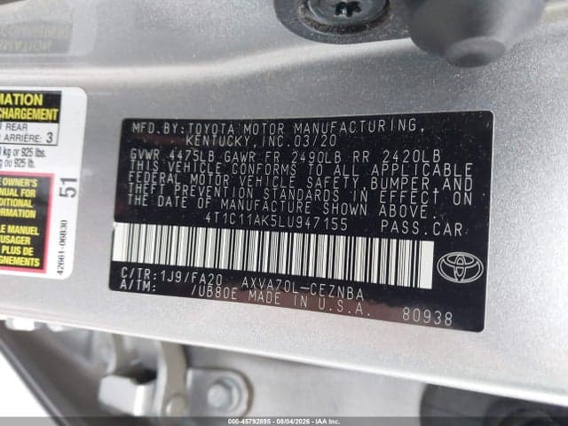 2020 TOYOTA CAMRY LE 9