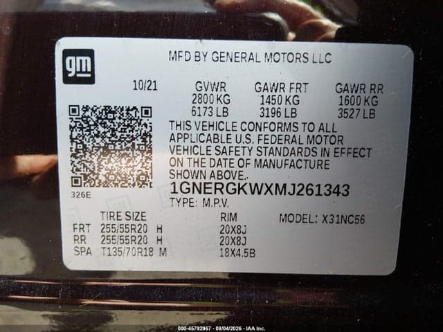 2021 CHEVROLET TRAVERSE FWD LT CLOTH 9