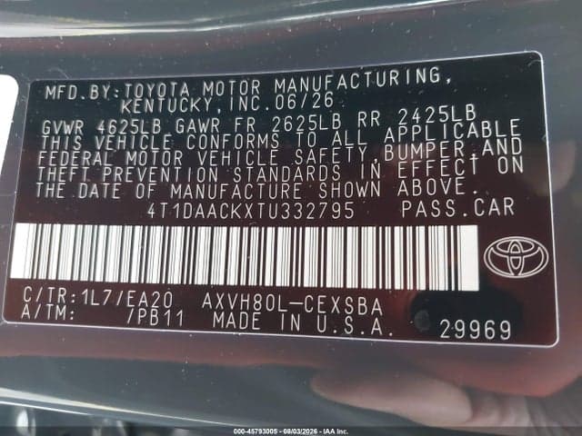 2026 TOYOTA CAMRY SE 9