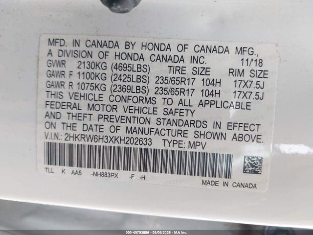 2019 HONDA CR-V LX 9