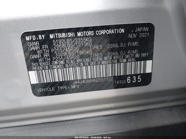 2022 MITSUBISHI OUTLANDER BLACK EDITION S-AWC/SE 2.5 S-AWC/SE LAUNCH EDITION S-AWC 8