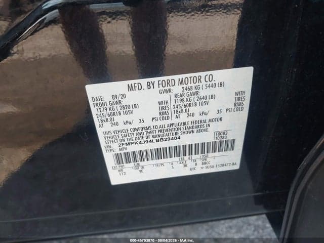 2020 FORD EDGE SEL 9