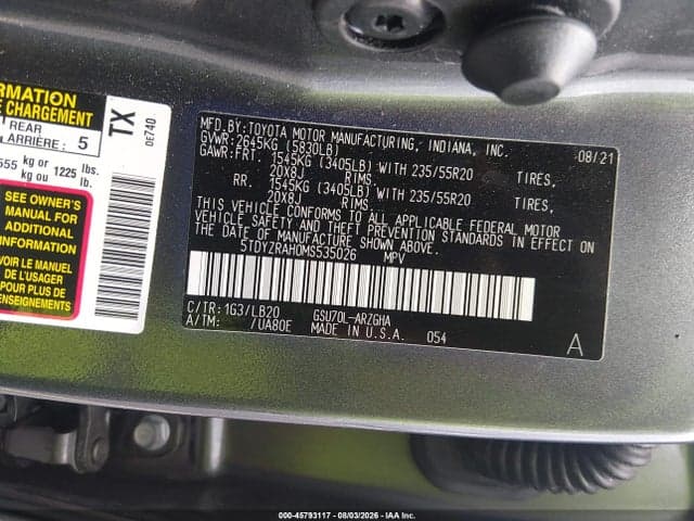 2021 TOYOTA HIGHLANDER LIMITED 9