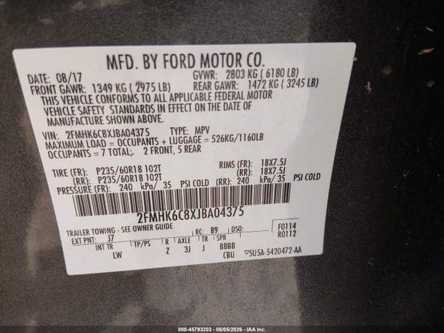 2018 FORD FLEX SEL 9