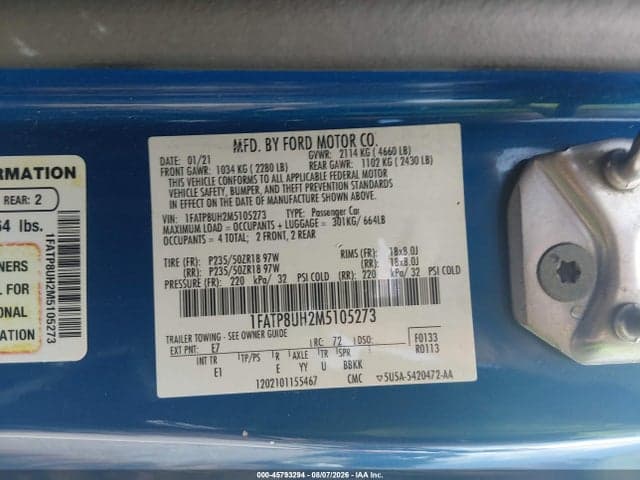 2021 FORD MUSTANG ECOBOOST PREMIUM 9