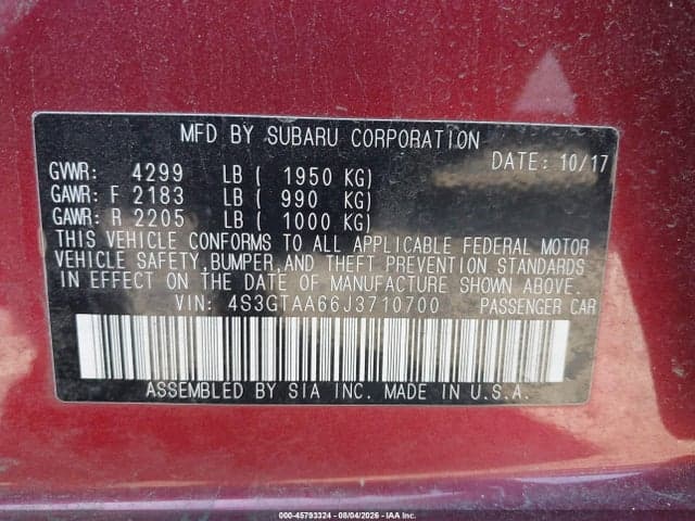 2018 SUBARU IMPREZA 2.0I 9