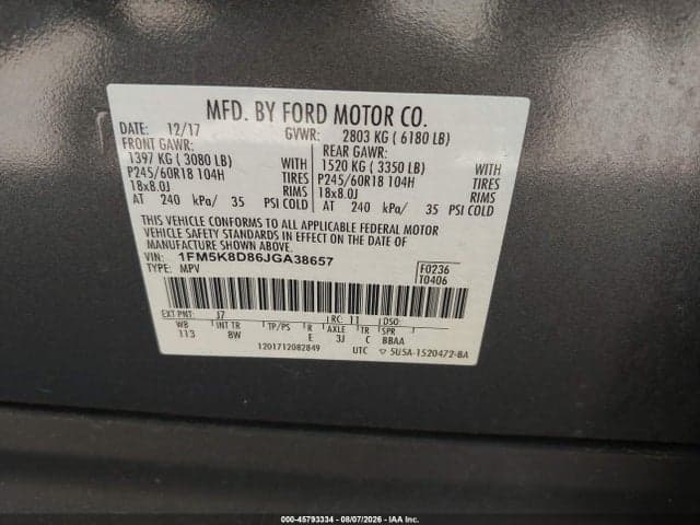 2018 FORD EXPLORER XLT 9