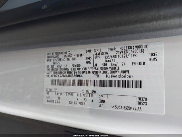 2018 FORD TRANSIT-350 XL 9