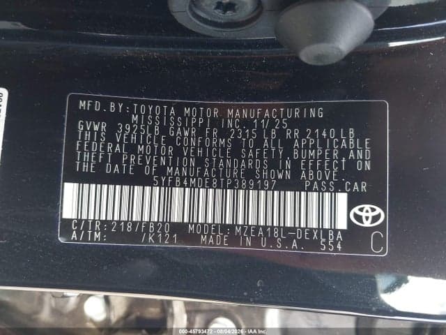 2026 TOYOTA COROLLA LE 9