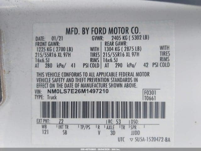 2021 FORD TRANSIT CONNECT XL 4