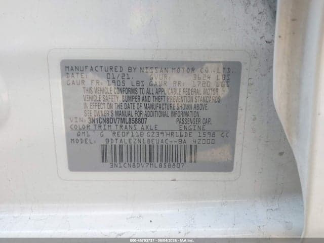 2021 NISSAN VERSA S XTRONIC CVT 9