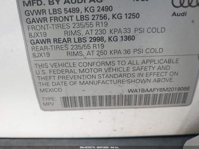 2021 AUDI Q5 PREMIUM PLUS 45 TFSI QUATTRO S TRONIC 9