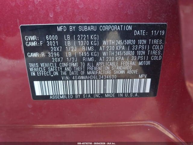 2020 SUBARU ASCENT PREMIUM 9