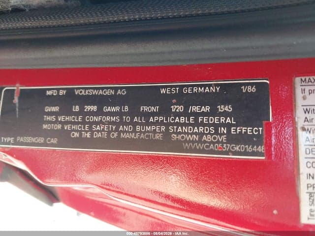 1986 VOLKSWAGEN SCIROCCO DELUXE 9