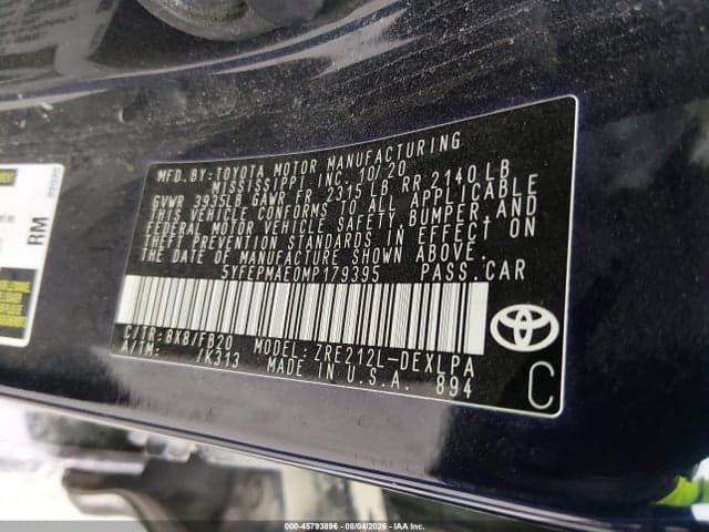 2021 TOYOTA COROLLA LE 9