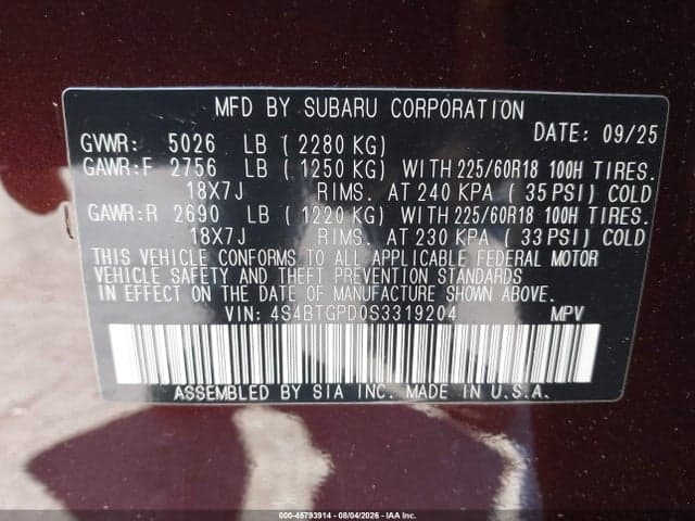 2025 SUBARU OUTBACK TOURING XT 9