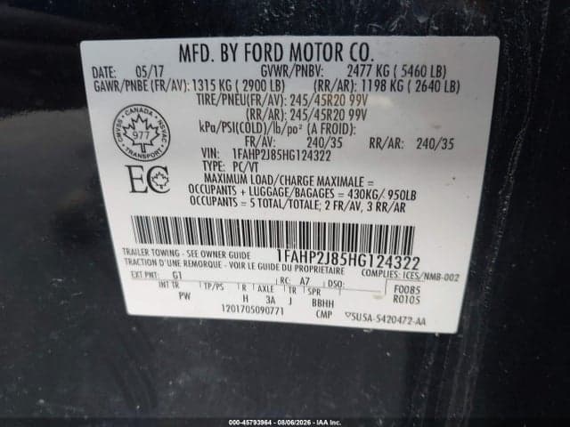 2017 FORD TAURUS LIMITED 9