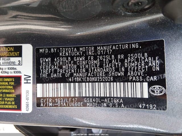 2017 TOYOTA AVALON XLE PREMIUM 9