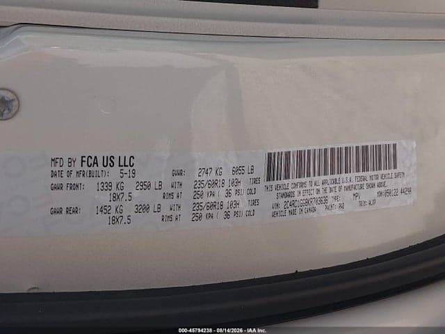 2019 CHRYSLER PACIFICA LIMITED 9