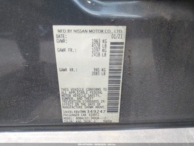 2021 NISSAN ALTIMA S 9
