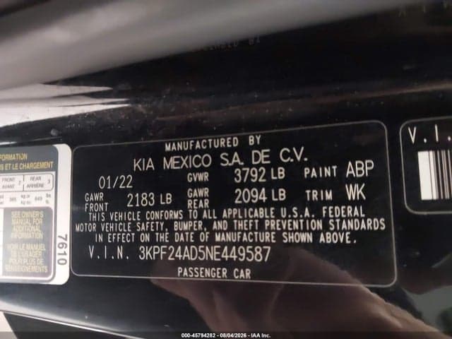 2022 KIA FORTE LXS 9